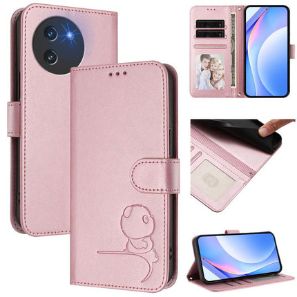 Litter Panda Embossing RFID Leather Phone Case with Lanyard, For Doogee Note 59 / Note 59 Pro, For Doogee Note 58 / Note 58 Pro, For Doogee Blade GT, For Doogee N55 / N55 Plus