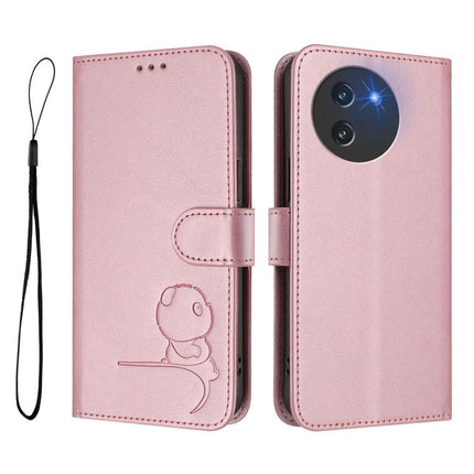 Litter Panda Embossing RFID Leather Phone Case with Lanyard, For Doogee Note 59 / Note 59 Pro, For Doogee Note 58 / Note 58 Pro, For Doogee Blade GT, For Doogee N55 / N55 Plus