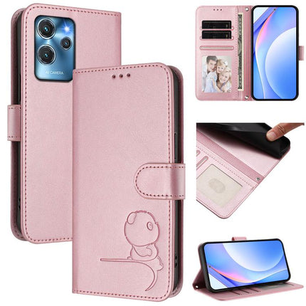 Litter Panda Embossing RFID Leather Phone Case with Lanyard, For Oukitel C35, For Oukitel C33, For Oukitel C32
