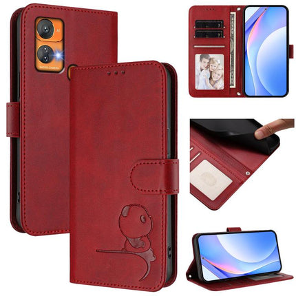 Litter Panda Embossing RFID Leather Phone Case with Lanyard, For Oukitel C35, For Oukitel C33, For Oukitel C32