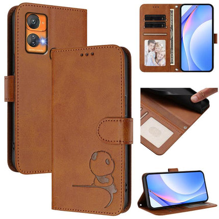 Litter Panda Embossing RFID Leather Phone Case with Lanyard, For Oukitel C35, For Oukitel C33, For Oukitel C32