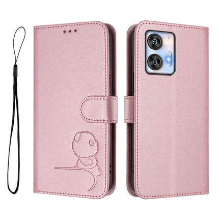 Litter Panda Embossing RFID Leather Phone Case with Lanyard, For Oukitel C35, For Oukitel C33, For Oukitel C32