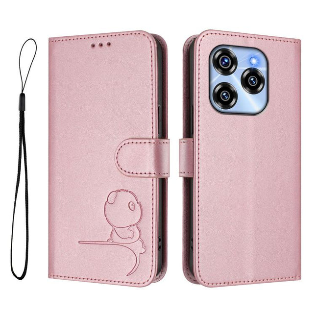 Litter Panda Embossing RFID Leather Phone Case with Lanyard, For Oukitel C50, For Oukitel C37, For Oukitel C51, For Oukitel C38