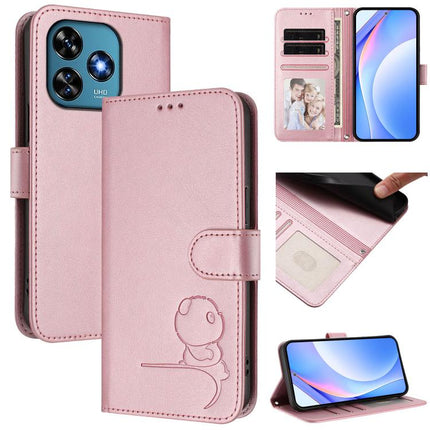 Litter Panda Embossing RFID Leather Phone Case with Lanyard, For Oukitel C50, For Oukitel C37, For Oukitel C51, For Oukitel C38