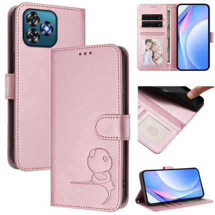 Litter Panda Embossing RFID Leather Phone Case with Lanyard, For Oukitel C59 / C59 Pro, For Oukitel C58 / C58 Pro, For Oukitel C57S / C57 Pro / C57 / BLU J12, For Oukitel C53