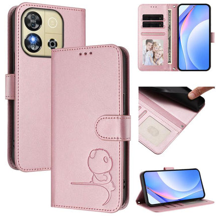 Litter Panda Embossing RFID Leather Phone Case with Lanyard, For Oukitel C59 / C59 Pro, For Oukitel C58 / C58 Pro, For Oukitel C57S / C57 Pro / C57 / BLU J12, For Oukitel C53