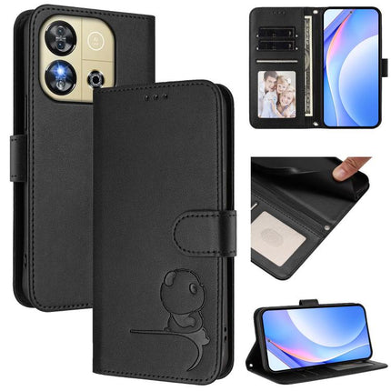 Litter Panda Embossing RFID Leather Phone Case with Lanyard, For Oukitel C59 / C59 Pro, For Oukitel C58 / C58 Pro, For Oukitel C57S / C57 Pro / C57 / BLU J12, For Oukitel C53