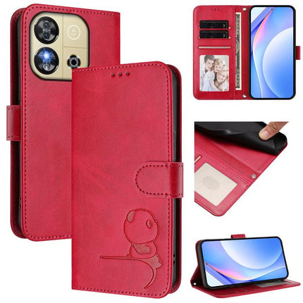 Litter Panda Embossing RFID Leather Phone Case with Lanyard, For Oukitel C59 / C59 Pro, For Oukitel C58 / C58 Pro, For Oukitel C57S / C57 Pro / C57 / BLU J12, For Oukitel C53