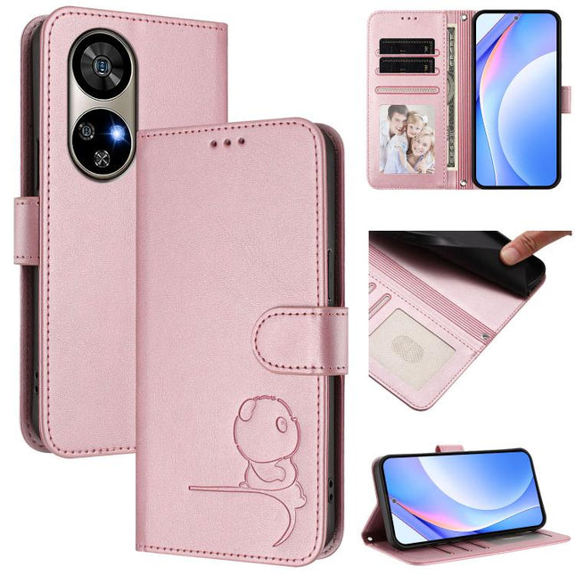 Litter Panda Embossing RFID Leather Phone Case with Lanyard, For Ulefone Note 17 Pro, For Ulefone Note 16 Pro, For Ulefone Note 14