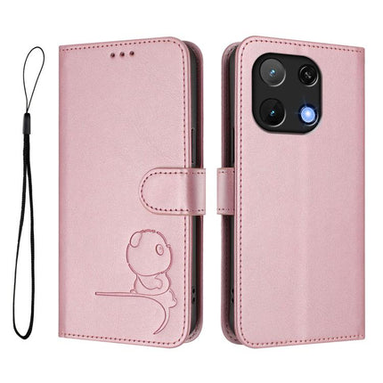 Litter Panda Embossing RFID Leather Phone Case with Lanyard, For UMIDIGI Note 90, For UMIDIGI A15 / A15C / A15T, For UMIDIGI G9 5G / Note 9 5G, For UMIDIGI Bison X20