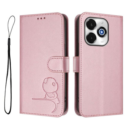 Litter Panda Embossing RFID Leather Phone Case with Lanyard, For UMIDIGI G100x 5G / 4G, For UMIDIGI G100 Pro, For UMIDIGI G100, For UMIDIGI Note 100
