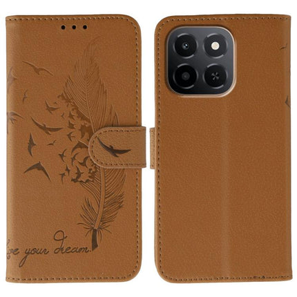 Feather Pattern Litchi Texture Leather Phone Case, For Honor X6c 4G, For Honor 400 Pro Global 160.8mm