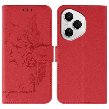 Feather Pattern Litchi Texture Leather Phone Case, For Honor X6c 4G, For Honor 400 Pro Global 160.8mm