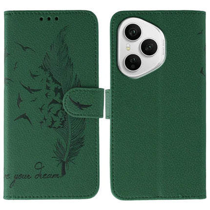 Feather Pattern Litchi Texture Leather Phone Case, For Honor X6c 4G, For Honor 400 Pro Global 160.8mm