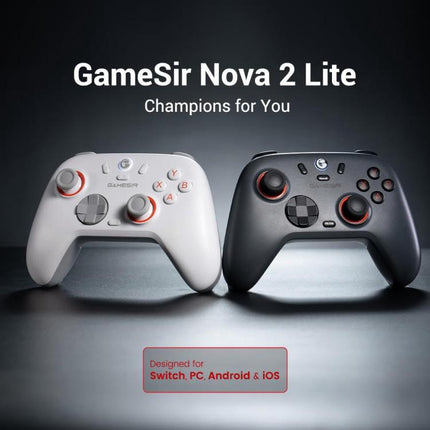 GameSir Nova 2 Lite Tri-Mode Wireless Game Controller for Switch / Steam / PC / iOS / Android, Nova 2 Lite White, Nova 2 Lite Black