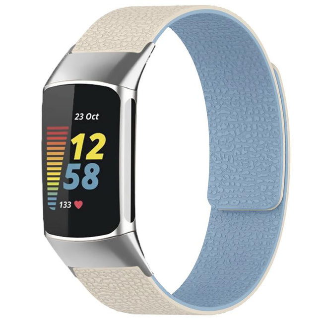 xDfind Litchi Texture Magnetic Silicone Watch Band, For Fitbit Charge 5 / Charge 6, For Fitbit Versa 4/Versa3/Sense2/Sense