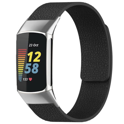 xDfind Litchi Texture Magnetic Silicone Watch Band, For Fitbit Charge 5 / Charge 6, For Fitbit Versa 4/Versa3/Sense2/Sense