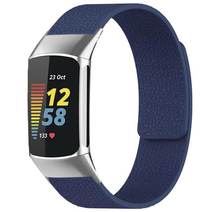 xDfind Litchi Texture Magnetic Silicone Watch Band, For Fitbit Charge 5 / Charge 6, For Fitbit Versa 4/Versa3/Sense2/Sense