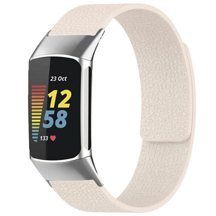 xDfind Litchi Texture Magnetic Silicone Watch Band, For Fitbit Charge 5 / Charge 6, For Fitbit Versa 4/Versa3/Sense2/Sense