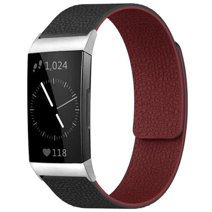 xDfind Litchi Texture Magnetic Silicone Watch Band, For Fitbit Inspire 2 / Ace 3, For Fitbit Charge 4 / Charge 3