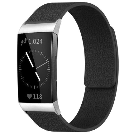 xDfind Litchi Texture Magnetic Silicone Watch Band, For Fitbit Inspire 2 / Ace 3, For Fitbit Charge 4 / Charge 3