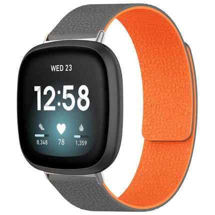 xDfind Litchi Texture Magnetic Silicone Watch Band, For Fitbit Charge 5 / Charge 6, For Fitbit Versa 4/Versa3/Sense2/Sense