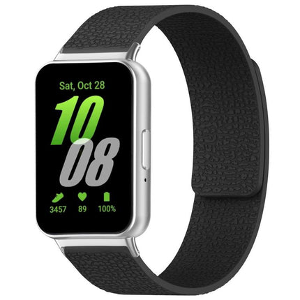 xDfind Litchi Texture Magnetic Silicone Watch Band, For Samsung Galaxy Watch 7 / 6 / 5 / FE, For Samsung Galaxy Fit3 SM-R390