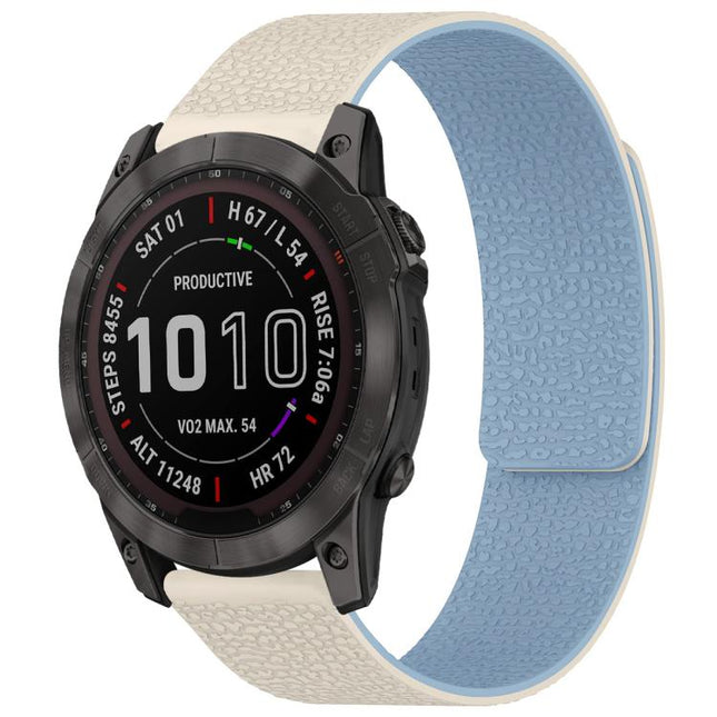 xDfind Litchi Texture Magnetic Silicone Watch Band, For Garmin Fenix 8/7X/6X/5X 26mm, For Garmin Fenix 8/7/6/5 22mm