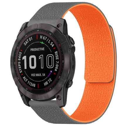 xDfind Litchi Texture Magnetic Silicone Watch Band, For Garmin Fenix 8/7X/6X/5X 26mm, For Garmin Fenix 8/7/6/5 22mm
