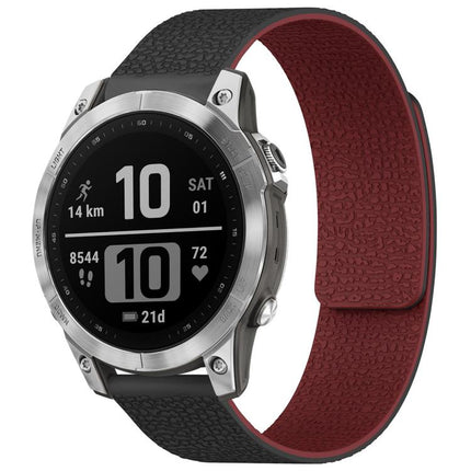 xDfind Litchi Texture Magnetic Silicone Watch Band, For Garmin Fenix 8/7X/6X/5X 26mm, For Garmin Fenix 8/7/6/5 22mm