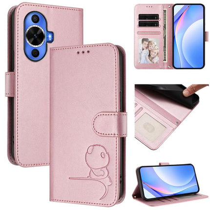 Litter Panda Embossing RFID Leather Phone Case with Lanyard, For Huawei nova 12 / nova 13, For Huawei Pura 70 Pro / 70 Pro+, For Huawei nova 12s, For Huawei Pura 70