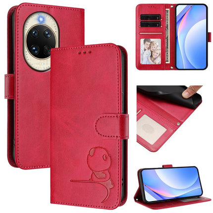 Litter Panda Embossing RFID Leather Phone Case with Lanyard, For Huawei Pura 80, For Huawei nova 14 Ultra, For Huawei nova 14 Pro, For Huawei nova 14