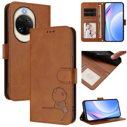 Litter Panda Embossing RFID Leather Phone Case with Lanyard, For Huawei Pura 80, For Huawei nova 14 Ultra, For Huawei nova 14 Pro, For Huawei nova 14