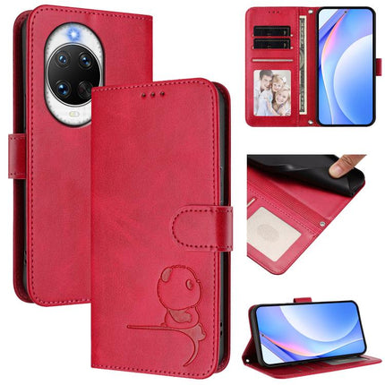 Litter Panda Embossing RFID Leather Phone Case with Lanyard, For Huawei Pura 80, For Huawei nova 14 Ultra, For Huawei nova 14 Pro, For Huawei nova 14