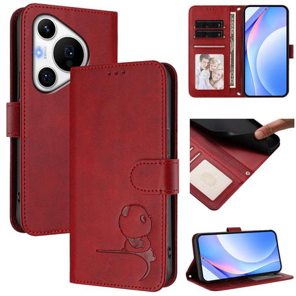 Litter Panda Embossing RFID Leather Phone Case with Lanyard, For Huawei nova 12 / nova 13, For Huawei Pura 70 Pro / 70 Pro+, For Huawei nova 12s, For Huawei Pura 70