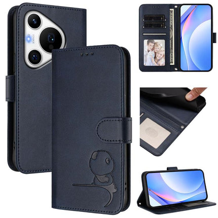 Litter Panda Embossing RFID Leather Phone Case with Lanyard, For Huawei nova 12 / nova 13, For Huawei Pura 70 Pro / 70 Pro+, For Huawei nova 12s, For Huawei Pura 70