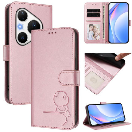 Litter Panda Embossing RFID Leather Phone Case with Lanyard, For Huawei nova 14 Lite / nova 16z, For Huawei Mate 70 Air, For Huawei Pura 80 Ultra, For Huawei Pura 80 Pro