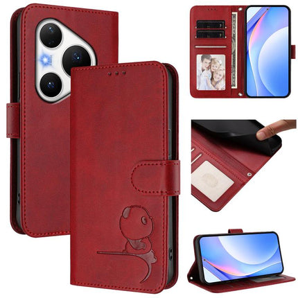 Litter Panda Embossing RFID Leather Phone Case with Lanyard, For Huawei nova 14 Lite / nova 16z, For Huawei Mate 70 Air, For Huawei Pura 80 Ultra, For Huawei Pura 80 Pro