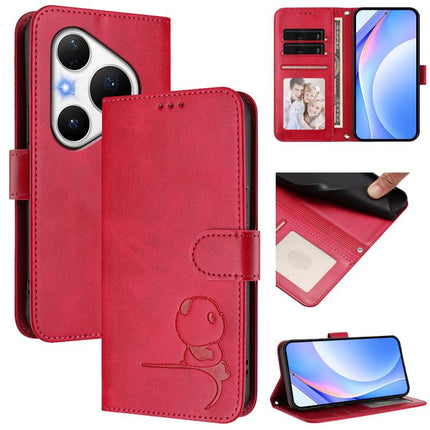Litter Panda Embossing RFID Leather Phone Case with Lanyard, For Huawei nova 14 Lite / nova 16z, For Huawei Mate 70 Air, For Huawei Pura 80 Ultra, For Huawei Pura 80 Pro