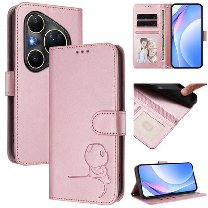 Litter Panda Embossing RFID Leather Phone Case with Lanyard, For Huawei nova 14 Lite / nova 16z, For Huawei Mate 70 Air, For Huawei Pura 80 Ultra, For Huawei Pura 80 Pro