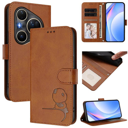 Litter Panda Embossing RFID Leather Phone Case with Lanyard, For Huawei nova 14 Lite / nova 16z, For Huawei Mate 70 Air, For Huawei Pura 80 Ultra, For Huawei Pura 80 Pro