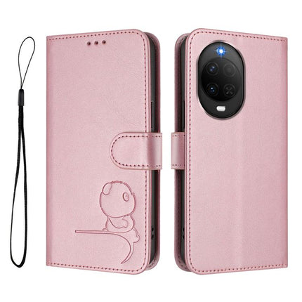Litter Panda Embossing RFID Leather Phone Case with Lanyard, For Huawei nova 14 Lite / nova 16z, For Huawei Mate 70 Air, For Huawei Pura 80 Ultra, For Huawei Pura 80 Pro