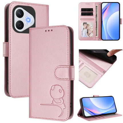 Litter Panda Embossing RFID Leather Phone Case with Lanyard, For Honor GT Pro, For Honor X60 GT, For Honor 400 Pro Global 160.8mm, For Honor 400 Lite Global