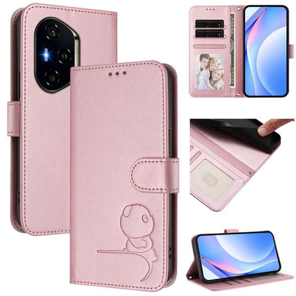 Litter Panda Embossing RFID Leather Phone Case with Lanyard, For Honor 400 Global 156.5mm, For Honor X8c 4G, For Honor X9c / Magic7 Lite 5G, For Honor X9c Smart