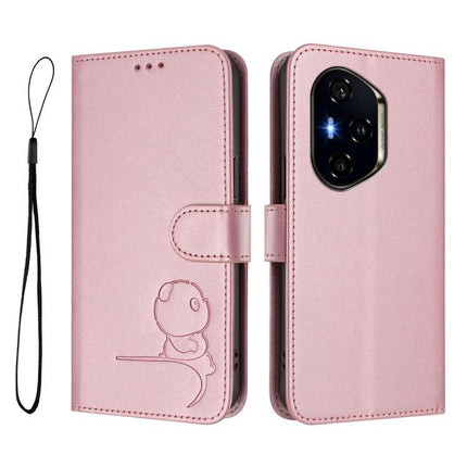 Litter Panda Embossing RFID Leather Phone Case with Lanyard, For Honor 400 Global 156.5mm, For Honor X8c 4G, For Honor X9c / Magic7 Lite 5G, For Honor X9c Smart