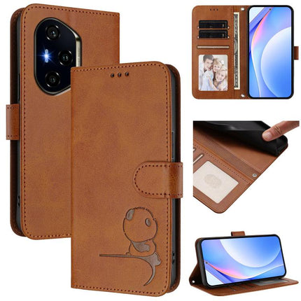 Litter Panda Embossing RFID Leather Phone Case with Lanyard, For Honor 400 Global 156.5mm, For Honor X8c 4G, For Honor X9c / Magic7 Lite 5G, For Honor X9c Smart