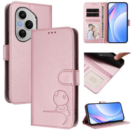 Litter Panda Embossing RFID Leather Phone Case with Lanyard, For Honor GT Pro, For Honor X60 GT, For Honor 400 Pro Global 160.8mm, For Honor 400 Lite Global