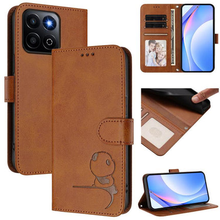 Litter Panda Embossing RFID Leather Phone Case with Lanyard, For Honor X5b / X5b Plus 4G, For Honor 200 Smart 5G / X7c 4G, For Honor X6b / X6a 4G, For Honor 200