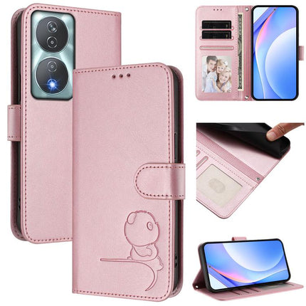 Litter Panda Embossing RFID Leather Phone Case with Lanyard, For Honor 200 Pro, For Honor 200 Lite Global, For Honor 90 Smart / X7b 5G / X7b 4G, For Honor Magic6 Pro
