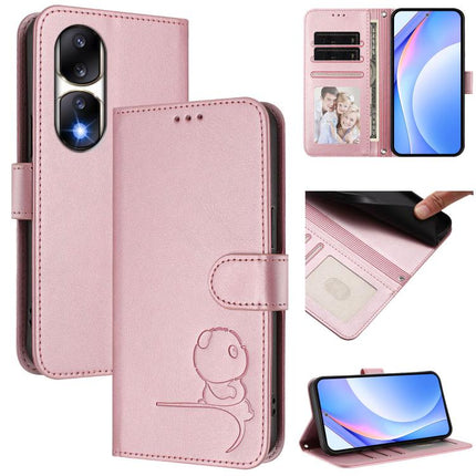 Litter Panda Embossing RFID Leather Phone Case with Lanyard, For Honor 90 Lite /  X50i, For Honor 90 Pro, For Honor 90, For Honor X7a / Play7T